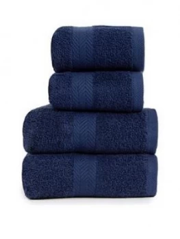 Essentials Collection 4 Piece 100% Cotton 450 Gsm Quick Dry Towel Bale ; Navy