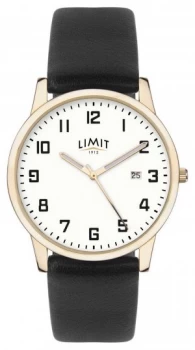 Limit Mens Black Leather Silver Dial Gold Case 5742. Watch
