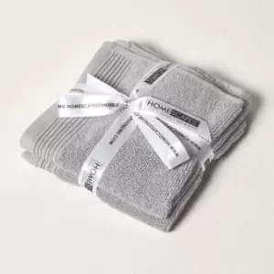 HOMESCAPES Dove Grey 100% Combed Egyptian Cotton Set of 2 Face Cloths 700 GSM - Light Grey
