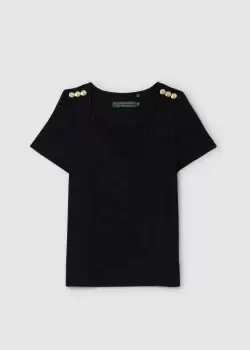 Holland Cooper Womens Relaxed Fit V-Neck T-Shirt In Black