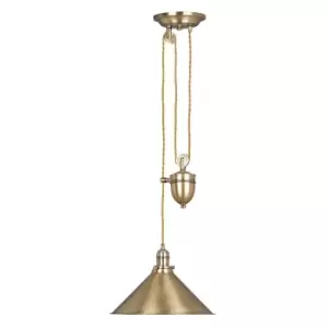 1 Bulb Ceiling Pendant Light Fitting Aged Brass Finish LED E27 100W Bulb