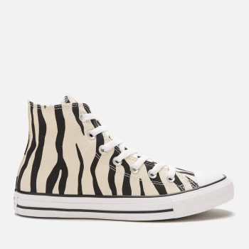 Converse Chuck Taylor All Star Canvas Archive Zebra Hi-Top Trainers - Black/Greige/White - UK 5