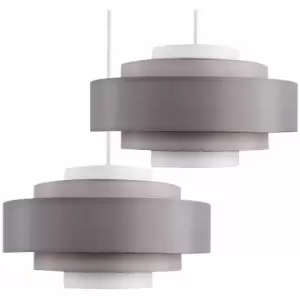 2 x 5 Tier Ceiling Pendant Light Shades In 3 Tone Grey