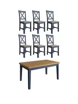K-Interiors Fontana Ext Table 1.6M And 6 Chairs - Blue