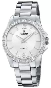 Festina F20593/1 Ladies Steel With CZ Set & Steel Watch