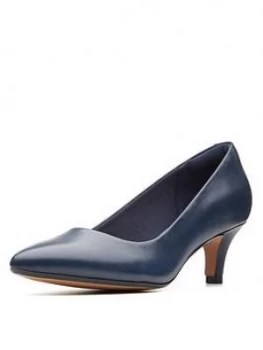 Clarks Linvale Jerica Heeled Shoes - Navy Leather, Size 7, Women