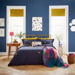 Joules Bee Embroidery Cotton Duvet Cover Set - Blue