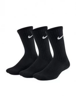 Boys, Nike Childrens 3 Pack Performance Socks - Black/White Size M 5-8