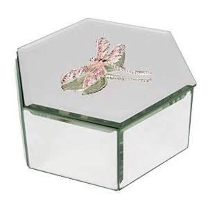 Sophia Pink Crystal Dragonfly Glass Trinket Box