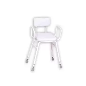 NRS Healthcare Malvern Vinyl Seat Perching Stool (with Arms + Padded Back)