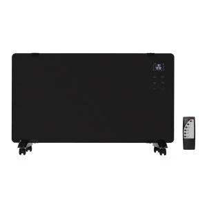 electriQ 2000W Black Designer Glass Heater Wall Mountable Low Energy with Smart WiFi Alexa - Ultra Slim only 8cm Bathr
