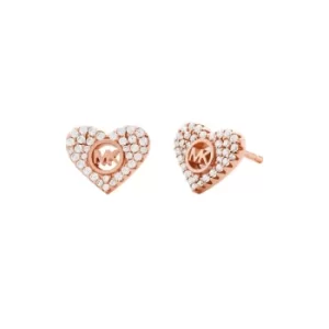 Michael Kors 14k Rose Gold-Plated Sterling Silver Pave Heart Stud Earrings