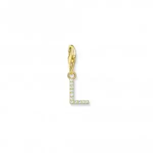 Charmista White Gold Plated Zirconia Letter L Charm Pendant 1975-414-14