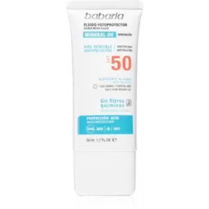 Babaria Sun Face Sunscreen Fluid without Chemical Filters for Face SPF 50 50ml