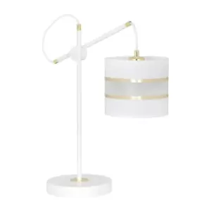 Emibig Korno White Table Lamp with Round Shade with Black, Gold Fabric Shades, 1x E27