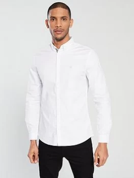 River Island Oxford Stretch Long Sleeve Shirt White Size M Men