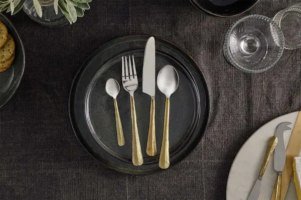 Nkuku Osko Cutlery Set Set Of 16 Tableware Gold Fork 21.5 cm/Knife 23.5 cm