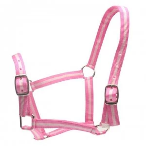 Roma Headcollar and Lead Rope Set - Pink/Silver