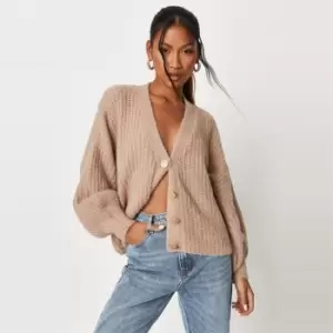 Missguided Recycled Soft Touch Button Knit Cardigan - Neutral