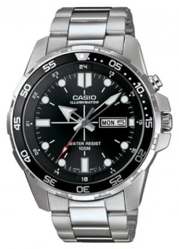 Casio Mens Stainless Steel Rotating Bezel Backlight Watch