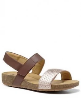 Hotter Haven Footbed Sandals - Dark Tan/Rose Gold, Dark Tan, Size 6, Women