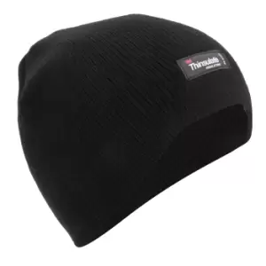 FLOSO Childrens/Kids Plain Thinsulate Thermal Winter Beanie Hat (3M 40g) (11-13 Years) (Black)