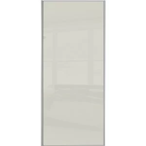 Spacepro Sliding Wardrobe Door Silver Framed Single Panel Arctic White Glass - 2220 x 610mm