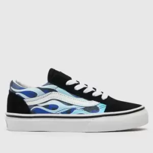 Vans Black And Blue Old Skool Camo Flame Boys Junior Trainers