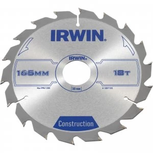 Irwin ATB Construction Circular Saw Blade 165mm 18T 30mm