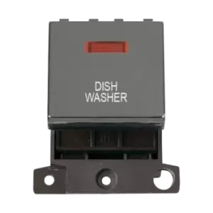 Click Scolmore MiniGrid 20A Double-Pole Ingot & Neon Dishwasher Switch Black Nickel - MD023BN-DW