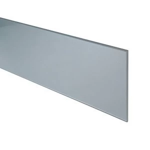 6mm Splashwall Silver Metallic effect Bevelled Glass Upstand (L)0.9m