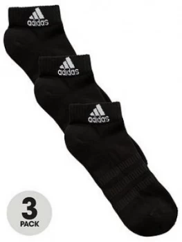 adidas Cushioned Ankle Socks - Black (3 Pack), Black, Size 8.5-10, Men