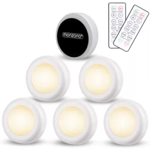 monzana 6pcs Set LED Wardrobe Light Remote Timer Night Lights Multicoloured White