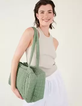 Accessorize Womens Seersucker Weekend Bag Green, Size: 31x46cm