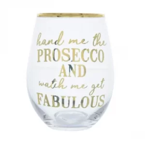 Glass Tumbler Hand Me The Prosecco Gold Electroplated 12cm