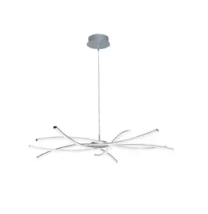 Aire Ceiling Pendant 100cm Round 60W 3000K, 4800lm, Dimmable Silver, Frosted Acrylic, Polished Chrome