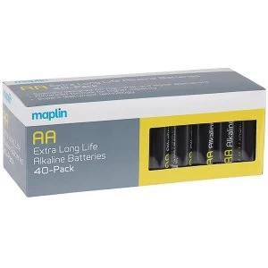 Maplin Extra Long Life High Performance Alkaline AA 1.5V Batteries Box of 40