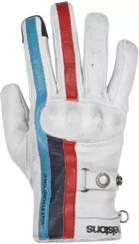 Helstons Burton Motorcycle Gloves, white-red-blue, Size 3XL, white-red-blue, Size 3XL