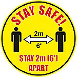 Stewart Superior Floor Sign Stay safe - stay 2m (6') apart Vinyl 30 x 30cm 2 Pieces