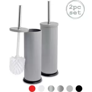 Harbour Housewares - Round Toilet Brushes - Matt Grey - Pack of 2