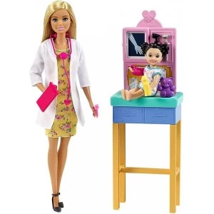 Barbie You Can Be Anything Pediatrician Blonde Hair Doctor & Toddler Patient Playset