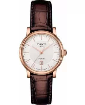 Tissot Carson Automatic Silver Dial Brown Leather Strap Womens Watch T122.207.36.031.00 T122.207.36.031.00
