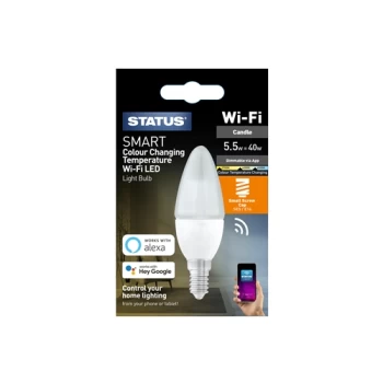 Status Smart 5.5w Pearl CCT LED Candle Bulb - Small Edison Screw