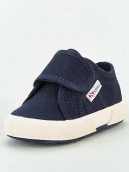 SUPERGA 2750 Baby Strap Classic Plimsoll Pump, Navy, Size 4 Younger