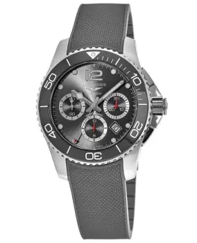 Longines HydroConquest Automatic Chronograph 43mm Grey Dial with Grey Rubber Srap Mens Watch L3.883.4.76.9 L3.883.4.76.9
