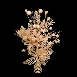 33cm Premier Gold Glitter Floral Christmas Tree Topper with Stars Berries and Branches