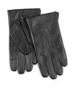 Totes Isotoner Water Repellent 3 Point Leather Glove With Smart Touch, Black, Size L/Xl, Men