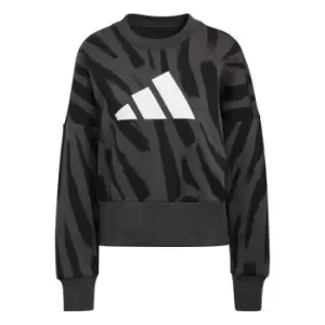 adidas 3 Bar AOP Crew Sweatshirt Womens - Black