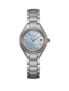 Citizen Ladies Eco Drive Stainless Steel Crystal Bezel Mop Dial Watch