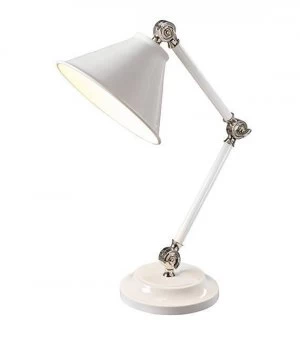 1 Light Table Lamp White, Polished Nickel, E27